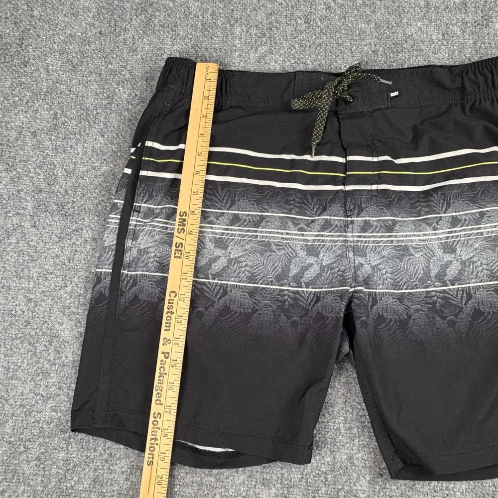 Projek Raw Swim Trunks Mens XL‎ Black Gray Ombre Floral Stripe Board Shorts